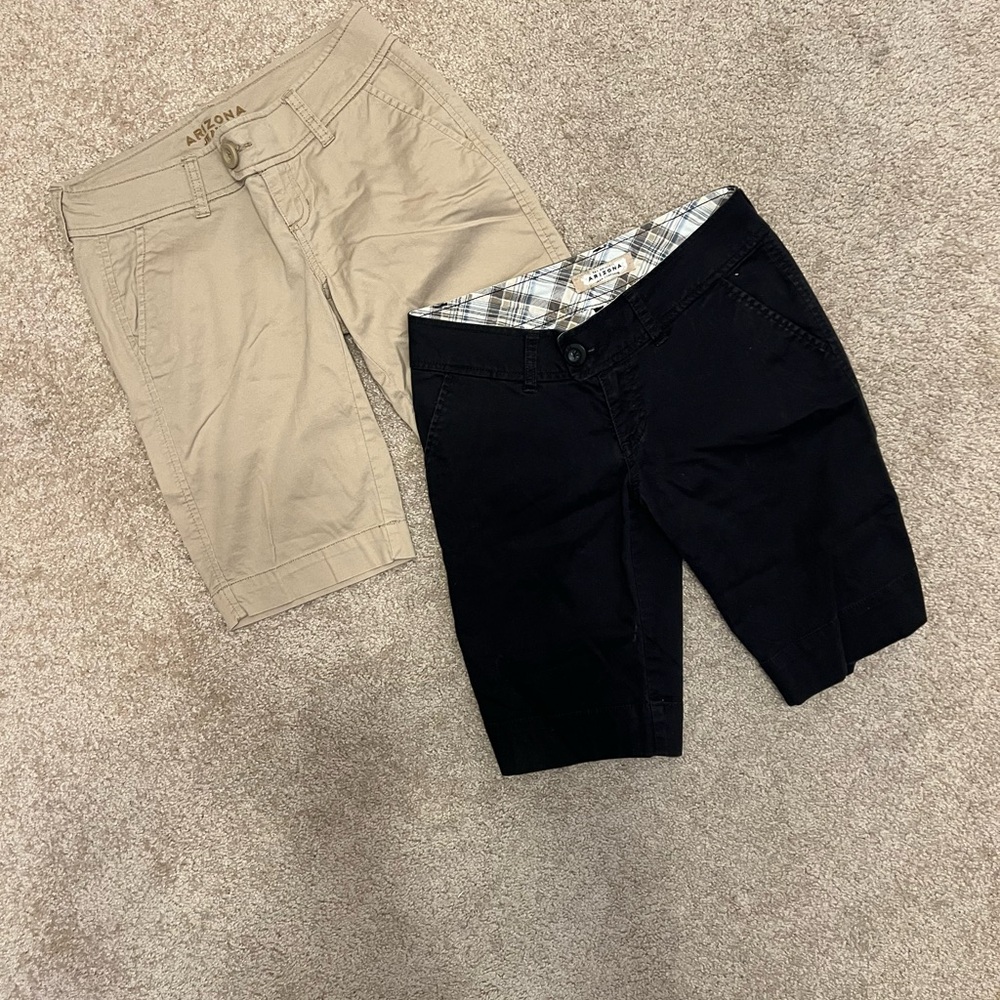 Arizona Jean Company Women’s Vintage Chino Shorts - Black and Khaki Stretch